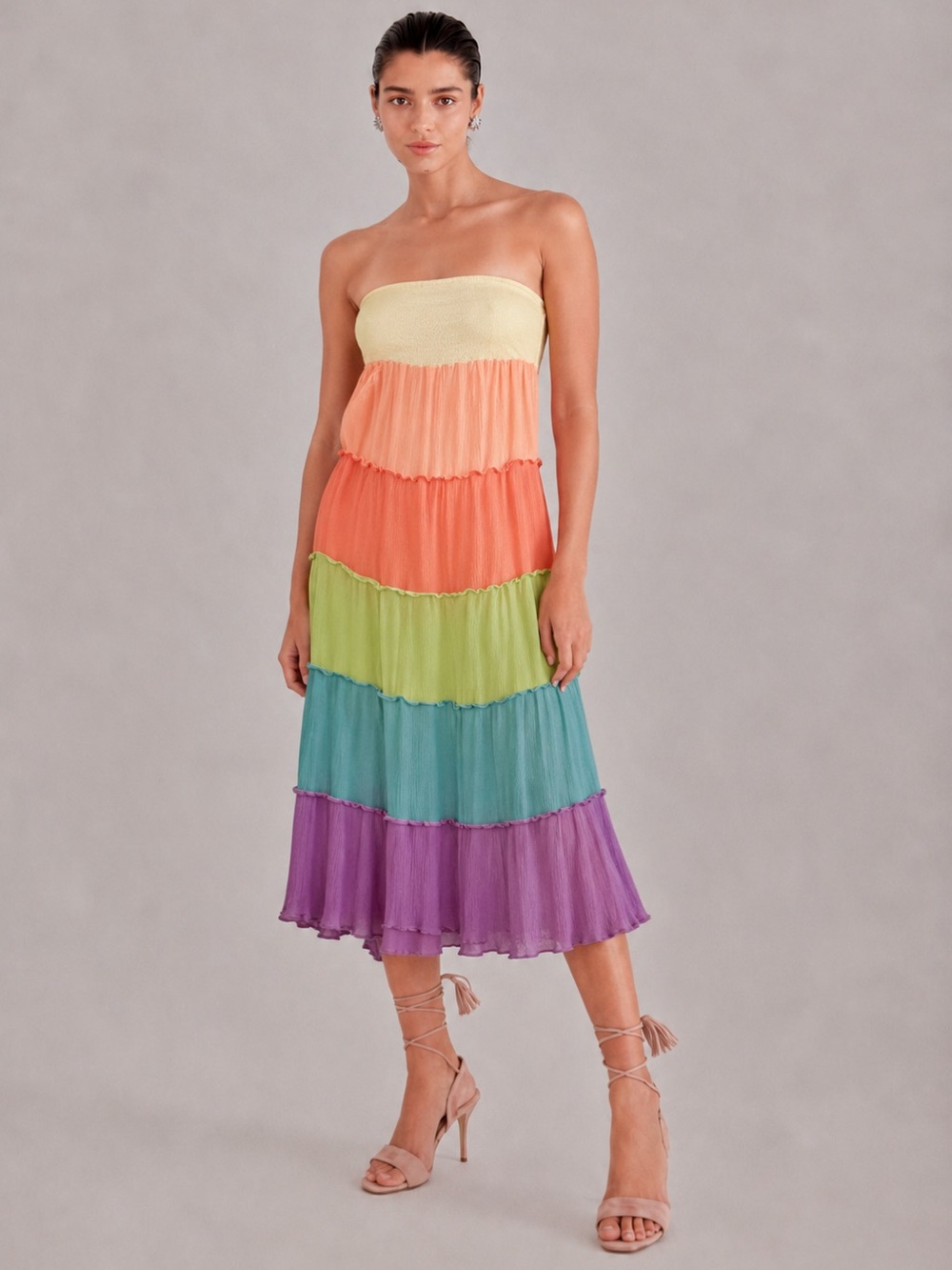 Rainbow tiered tulle midi dress - Skirt